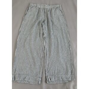 Old Navy Women's Linen Wide Leg Blueblust Pants Sz Large Pockets